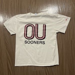 OU Oklahoma Sooners T-Shirt Short Sleeve Mens Large White Retro Big Logo